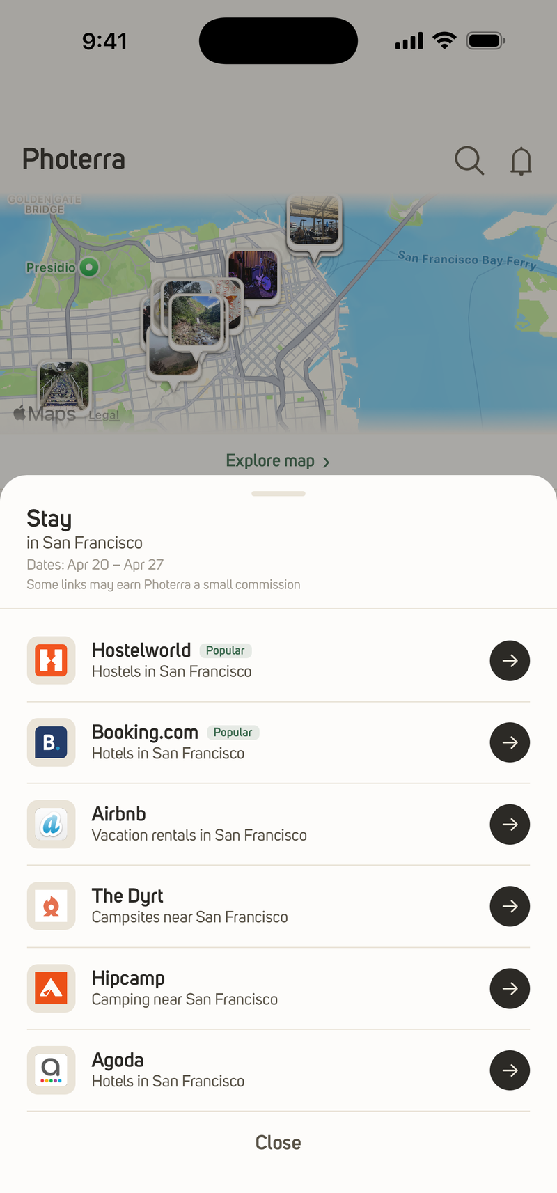 One-tap booking from any spot