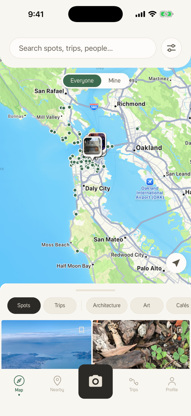 The Photerra map of San Francisco — every pin a photograph, pinned where it was taken